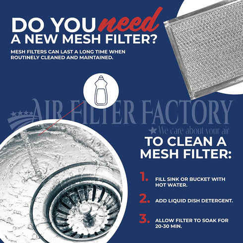 Air Filter Factory Replacement For WB06X10608 GE 5 x 7.62 x 0.09 Inches Microwave Oven Aluminum Mesh Grease 12-Layer Vent Hood Filter 2-Pack...