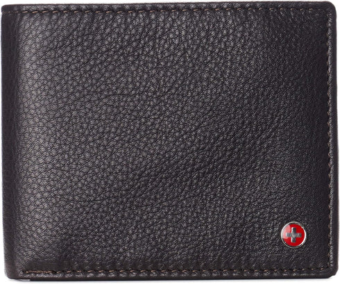Alpine Swiss RFID Protected Mens Spencer Leather Wallet Bifold 2 ID Windows Divided Bill Section Comes in Gift Box Brown...