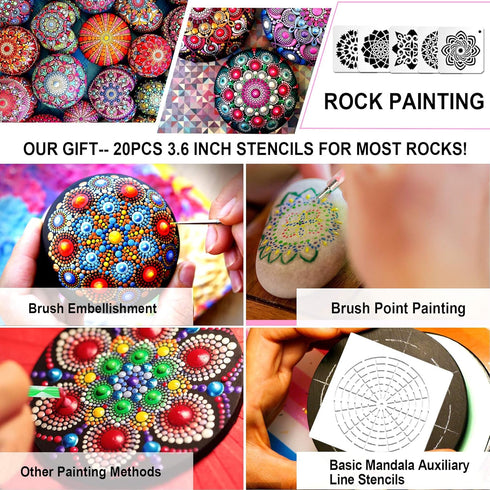 Mandala Dotting Tools,Augshy 58PCS Dot Painting Tools Set Rock Painting Supplies with a Blue Zipper Waterproof Storage Bag for Painting Rocks...