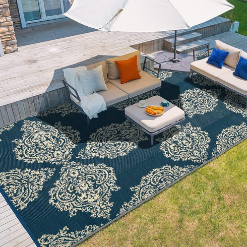 wikiwiki Outdoor Rug, 5x8ft Waterproof Reversible Mat Indoor Outdoor Rugs Carpet, Small Area Rug Plastic Straw Rug for Patio Deck Balcony Pool RV ...