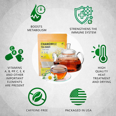 TeaDeam Tea Chamomile Tea Bags | Caffeine-Free & Sleep Time Tea | Chamomile Flowers Aroma - For Relieving Stress | Brew Hot Or Iced | 50 Tea Bags...