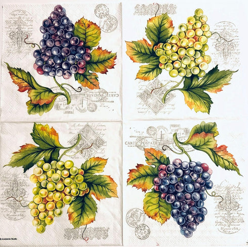 20-ct 13x13 Purple Grape Napkins Decoupage Napkins Luncheon Cocktail Paper Napkins Decorative Paper Napkins for Dessert Birthday Wedding Anniversa...