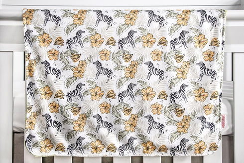 Top Tots Deluxe Minky Baby Blanket - Tropical Zebras, 40 x 29 Inch Yellow Green...