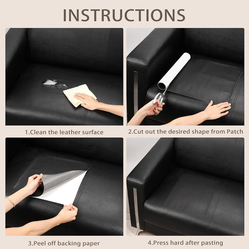 Sofa Leather Repair Patch Tape 15x60 Inch Large Self Adhesive Leather Sofa, Car Seat, Leather Furniture, Vinyl Repair Patch Kit (15x60 Inch, Milky...