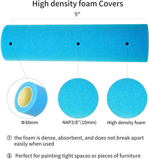 9 Inch Foam Paint Roller, High Density Foam Roller Paint,Paint Rollers for Painting Walls,3 Pack,for Painting Houses or Furniture, Etc....