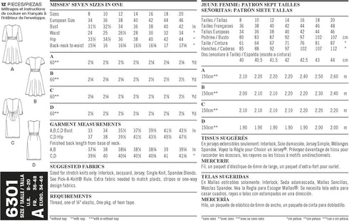 New Look U06301A Misses' Mock Wrap Knit Dress Sewing Template, A (8-10-12-14-16-18-20)...