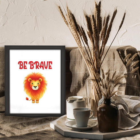 Posterizer 1 pcs-be brave-cute lion quote-Kids Room Art-Motivational & Inspirational Art-Gift for Daughter, Son, Kids-decor for nursery toddlers k...