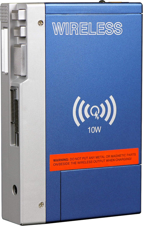 New Wave Toys Replitronics Hotline 16000 mAh Portable Power Bank and 10W Fast Wireless Charger, Metallic Blue, Retro Vintage USB C up to 3 Devices...