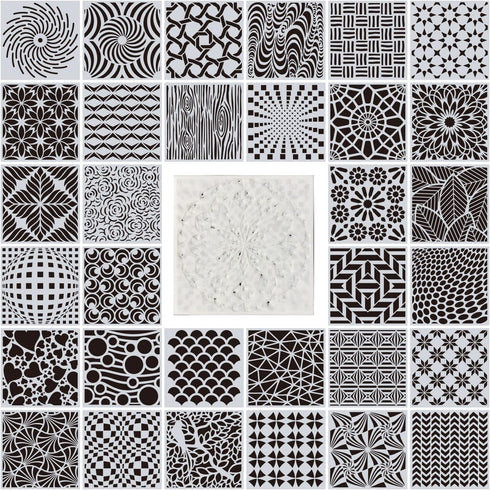 32 Pack Geometric Stencils 6 x 6 Inch Painting Templates for Scrapbooking Cookie Tile Furniture Wall Floor Decor Craft Drawing Tracing DIY Art Sup...