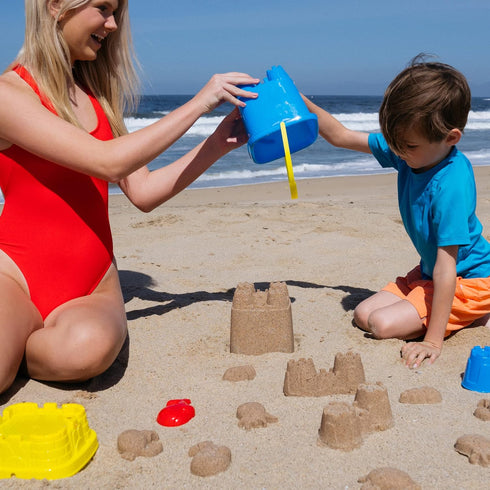 PREXTEX 10 Piece Beach Sand Toys Set for Kids - Bucket with Sifter, Shovel, Rake, Watering Can, 5 Animal and Castle Sand Molds for Kids & Toddlers...