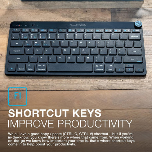 JLab Go Wireless Keyboard, Black, Connect Via Bluetooth or USB Wireless Dongle, Multi-Device Ultra-Compact for a Minimalist or Portable Set-Up (1 ...