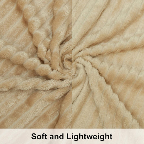 NTBAY Flannel Fuzzy Toddler Blanket, Fluffy Warm and Lightweight Reversible Stripes Design Baby Plush Blanket, 30x40 Inches, Khaki...
