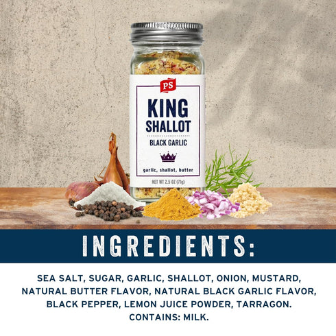 PS Seasoning King Shallot- Black Garlic Seasoning, All-Purpose Garlic Seasoning Blend, Seasoning Shaker with Butter, Garlic and Shallots...