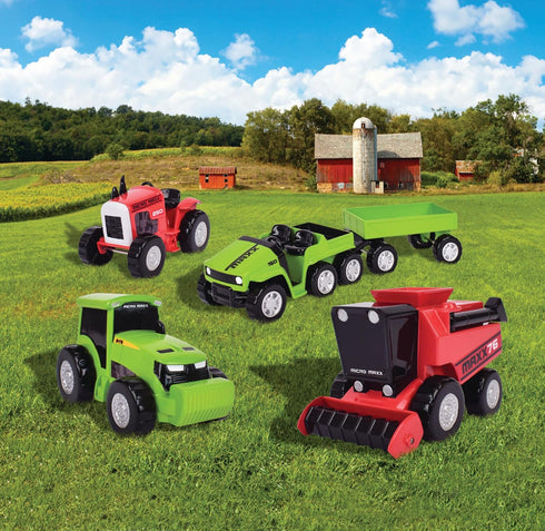Maxx Action Farm Construction 5pk Toy Truck Set, Includes Wagon, 6x6, Modern Tractor, Combine and Vintage Tractor Vehicles with Moving Parts, Cake...