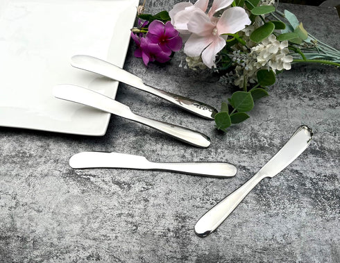 4 Pieces Set Butter knife, Pate Knife Cheese Spreader, Thick and Smooth Handle Food Safety Material Stainless Steel 18/10 SUS 304# for Home Restau...