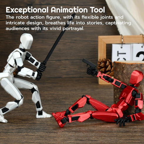 Robot Action Figure, 3D Printed with Full Articulation for Stop Motion Animation (Blue)...