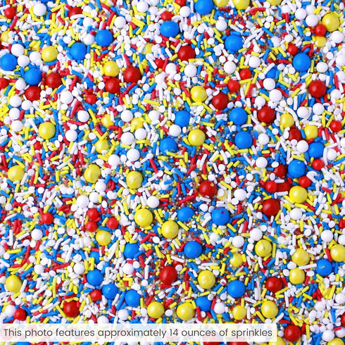 Sprinkle Pop Crash! Boom! Pow! Sprinkle Mix| Red Yellow Blue White Sprinkles| Superhero Cartoon Comic Book Themed Birthday Sprinkles Made in USA f...