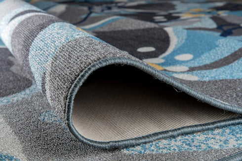 Rugshop Modern Large Floral Non-Slip (Non-Skid) Area Rug 20" X 30" Gray-Blue...