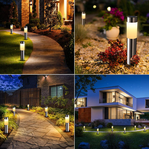 Lomotech 2 Pack Solar Pathway Lights Outdoor, Modern Design Waterproof Solar Landscape Lighting, Bright Solar Garden Lights for Patio Lawn Yard Wa...
