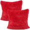 YOUR SMILE Pack of 2, Christmas Decorative New Luxury Series Merino Style Faux Fur Throw Pillow Case Cushion Cover 18" x 18"(Red)...