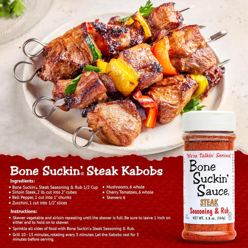Bone Suckin' Steak Seasoning & Rub, 5.8 Oz - Grilling Rub, Dry Beef Rub, For Oven, Grilling & Pan Searing - Gluten-Free, Non-GMO, Sugar Free,Koshe...