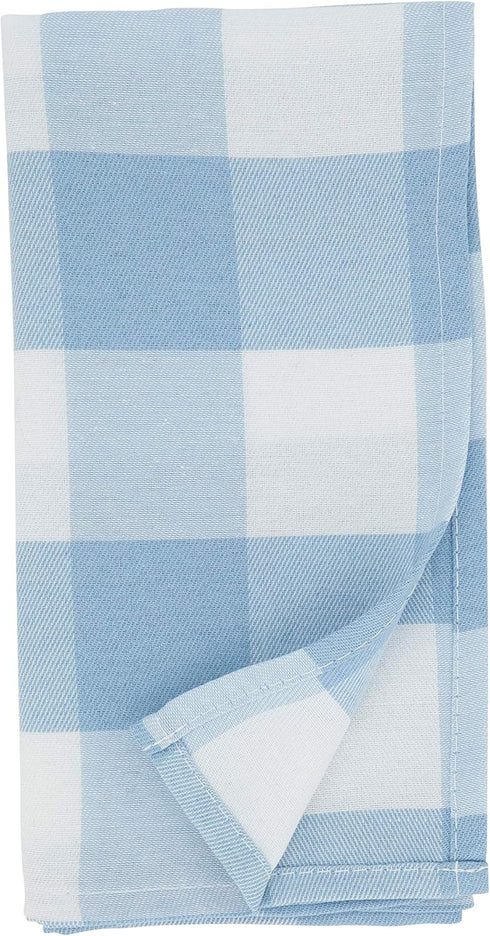 SARO LIFESTYLE Collection Buffalo Plaid Cotton Blend Table Napkins (Set of 4), 20", Blue...