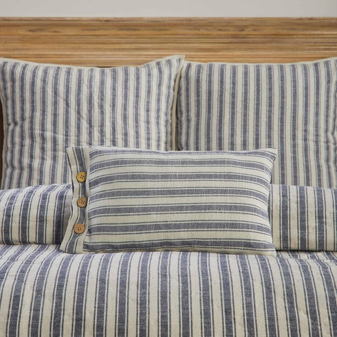 Piper Classics Market Place Blue Ticking Stripe Quilted Euro Sham...