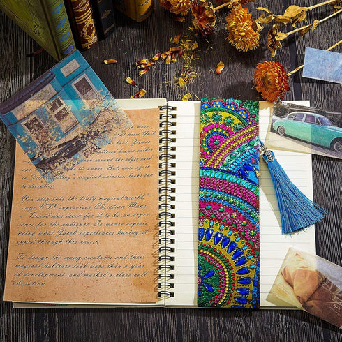 3 Pieces DIY 5d Diamond Painting Beaded Bookmark Leather Tassel Rhinestone Bookmark for DIY Art Craft Student Adult Beginner Valentine Graduation ...