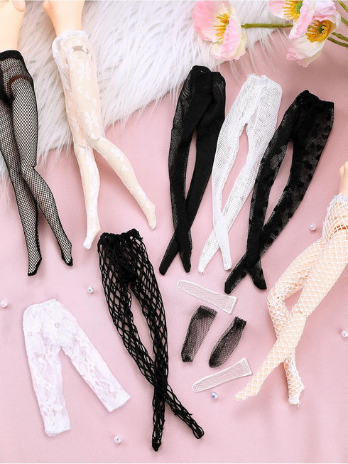 Sotiff 10 Pairs Doll Lace Stockings Handmade Long Sock Female Doll Socks Legging Casual Accessories for DIY Baby Doll Clothes Toy (Mesh Style)...