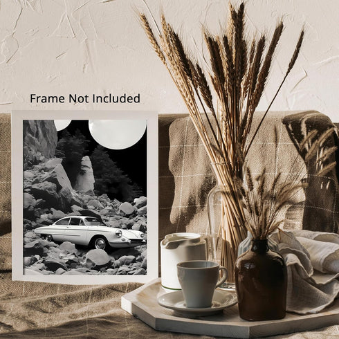 Posterizer 1 pcs-black and white collage-vintage car-landscapes-Retro Art-Abstract & Modern Art-Gift for Art Lovers- UNFRAMED Wall Art...