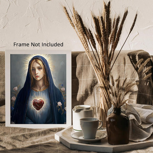 Posterizer 1 pcs-serene symbolic depiction of the Sacred Heart of Mary 1-Religious Posters Gift For Buddhism Meditation philosophy Fans- unframed ...
