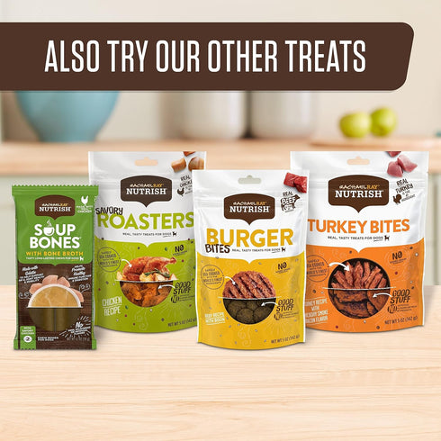 Rachael Ray Nutrish Turkey Bites Real Meat Grain Free Dog Treats, Turkey Recipe with Hickory Smoked Bacon Flavor, 12 Ounces (Packaging May Vary)...