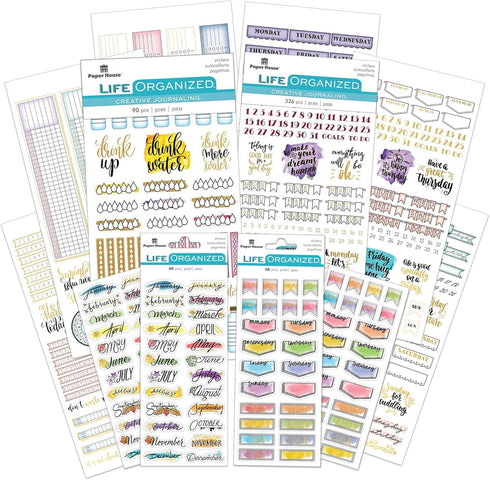 Paper House Productions Planner Sticker Day Tracker Set of 4 Packs of Sticker Sheets for Planners, Journaling and Crafting...