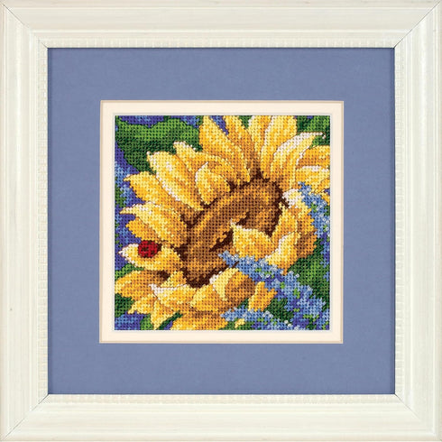 Dimensions Needlepoint Kit, Sunflower and Ladybug Floral Needlepoint, 5" x 5"...