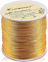 KONMAY 80 Yards 1.0mm Nylon Rattail Satin Silk Trim Cord Beading String for Chinese Knotting, Kumihimo, Beading, Macramé, Jewelry Making, Old Gold...