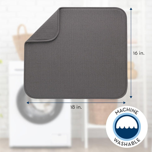 S&T INC. Dish Drying Mat, Highly Absorbent Microfiber Kitchen Counter Mat Value Pack, Dish Drying Pad for Dishes, Utensils, Pots and Pans, Large 1...