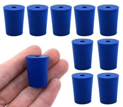 EISCO 10PK Neoprene Stoppers, 1 Hole - ASTM - Size: #2-16mm Bottom, 20mm Top, 25mm Length - Suitable for use with Petroleum, Oils & Most Inorganic...