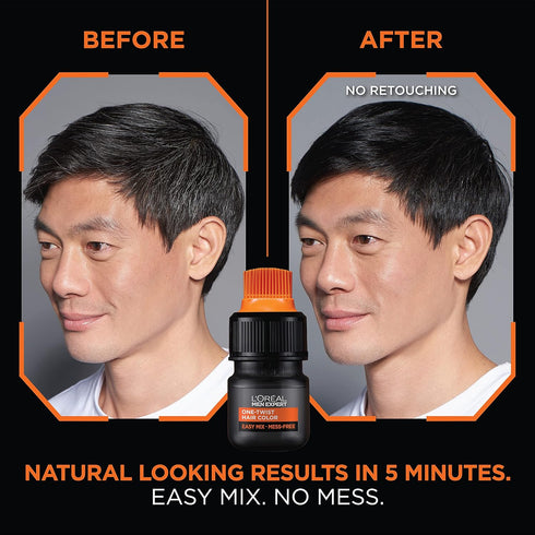 L’Oreal Paris Men Expert One Twist Mess Free Permanent Hair Color, Mens Hair Dye to Cover Grays, Easy Mix Ammonia Free Application, Deepest Black ...