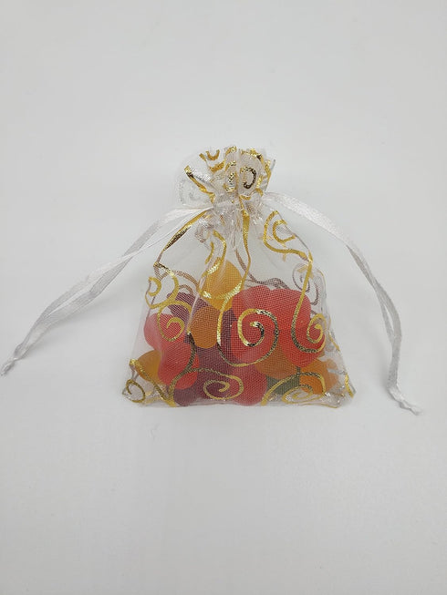 100pcs Sheer Organza Favor Bags For Wedding Baby Shower Rattan Print Gift Bags Samples Display Drawstring Pouches (4x6 inch, white)...