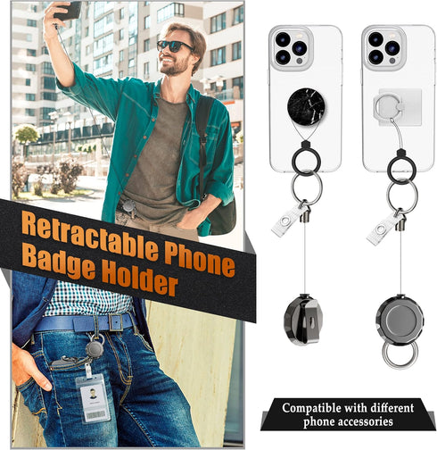 Kaptron Theft and Drop Protection Phone Tether - 30” Safety Retractable Phone Clip, Anti-Drop Travel Clip, Universal Retractable Phone Lanyard wit...