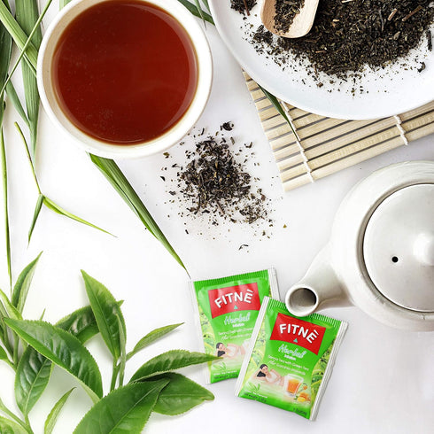 FITNE Green Tea Herbal Honey Lemon With Garcinia Senna Infusion Gentle Detox Cleanse High Antioxidant No Calories Stevia Sweetener, 15 Tea Bags...