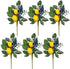 Valery Madelyn 6 Packs Spring Summer Picks with Lemons Blueberry Eucalyptus Leaves, Artificial Fruit Lemon Picks with Greenry, Summer Lemon Branch...