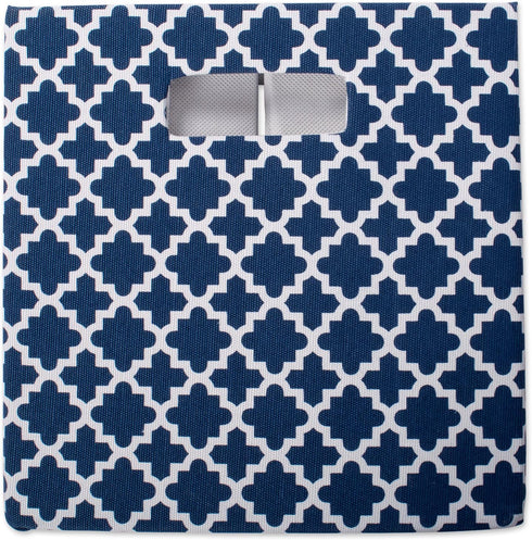 DII Hard Sided Collapsible Fabric Storage Container for Nursery, Offices, & Home Organization, (13x13x13) - Lattice Nautical Blue...