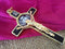 hand made Santo Toribio Cross Crucifix 3" Gold Plated with Black Enamel/Santo Toribio De Romo...