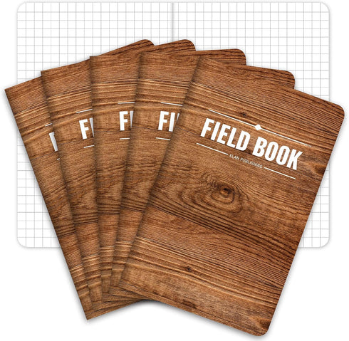 Elan Publishing Company Field Notebook/Pocket Journal - 3.5"x5.5" - Wood Pattern - Graph Memo Book - Pack of 5...