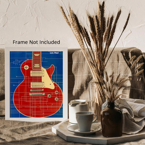 Posterizer 1 pcs-illustration of a classic Gibson Les Paul electric guitar-Sports & Hobby Art-Musical Art Collection-Gift for Music Fans- unframed...