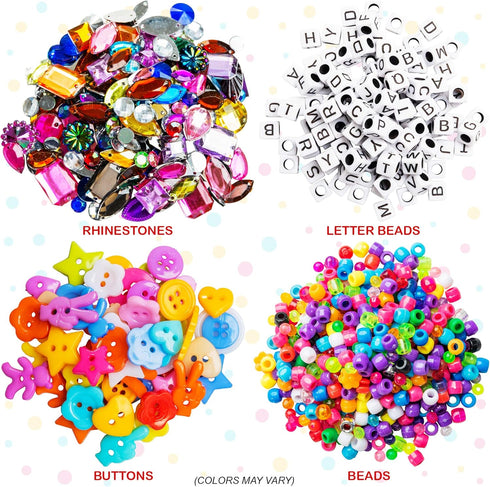 Mega Kids Crafts and Art Supplies Jar Kit - 1000+ Piece Set - Instructional Booklet Included - Glitter Glue, Construction Paper, Colored Popsicle ...