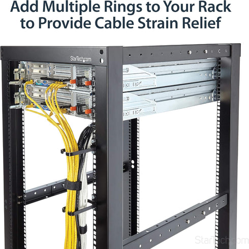 StarTech - CMHOOK1UN .com 1U Vertical 1.8 x 3.9in Server Rack Cable Management D-Ring Hook w/ Flexible Opening - Network Rack-Mount Cord Organizer...