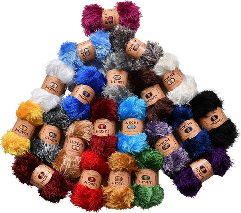 Eyelash Fun Fur Yarn Premium 100% Polyester 164 Yds (150 Mt), 3.53 Oz (100 Gr) Colorful Crochet Yarn D?y Hand Knitting. (Black, 1 Skein)......