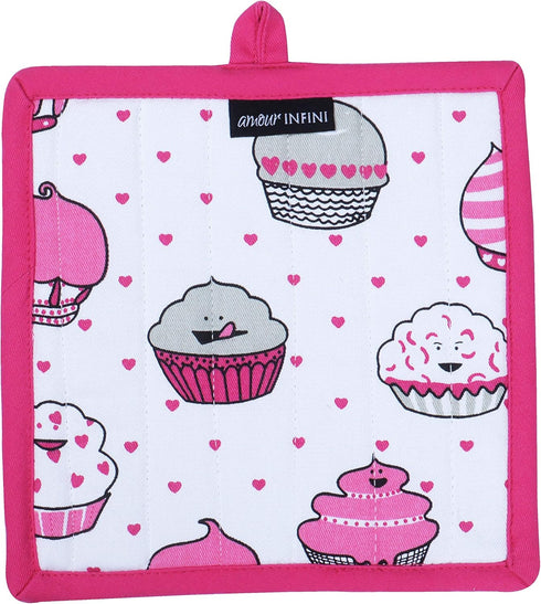 AMOUR INFINI Pot Holders and Oven Mitt Heat Resistant Non Slip Reusable Set of 1 Oven Mitt and 1 Pot Holder Oven Gloves Pot Holder for Cooking...
